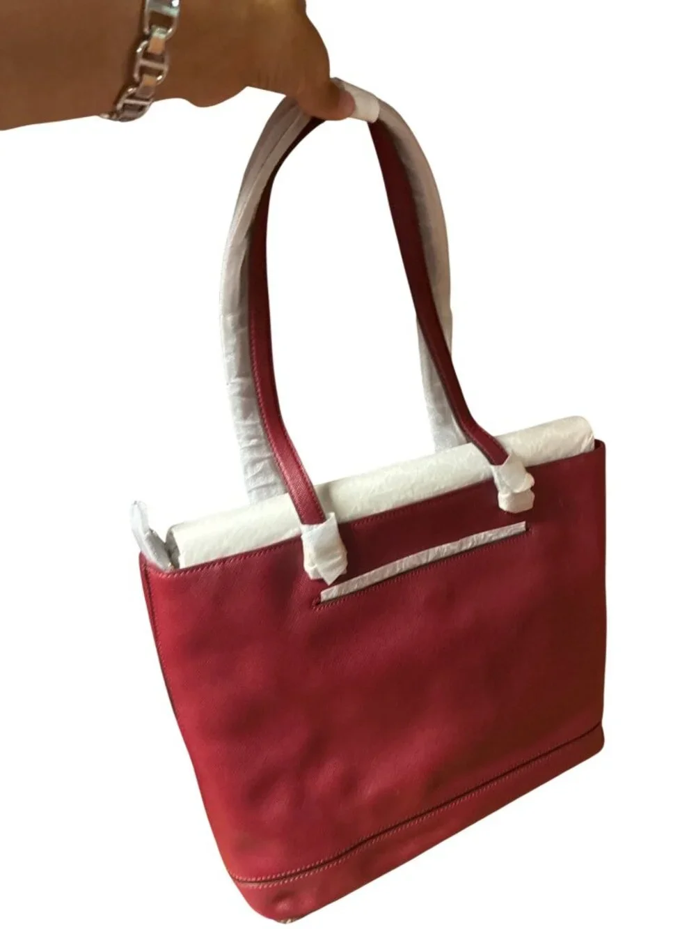 NEW Michael Kors Charlotte Large NS Tote Leather‎ Structured Cherry Red NWT